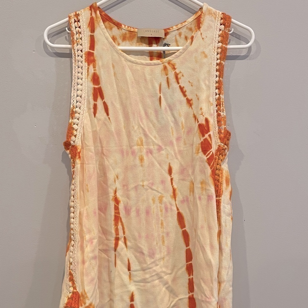 NWT Language Tie Dyed Sleeveless Shirt Size M